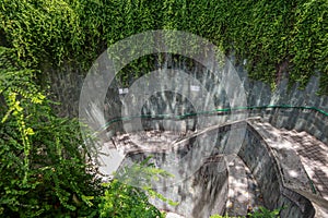 Staircase at Underground spiral staircase at Fort Canning Park, Landmark and popular destination in Singapore