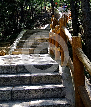 The staircases ascend to the top of mountain, the Chinese style