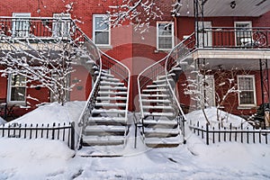 Staircases covered in snow photo