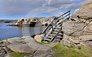 stairecase along the sea of the Swedish rocky coast