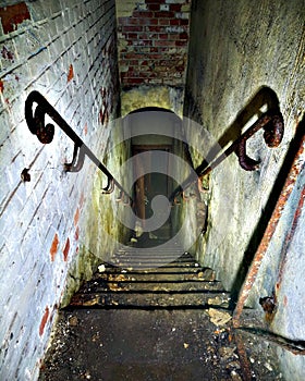 Stairs in abandoned bunker