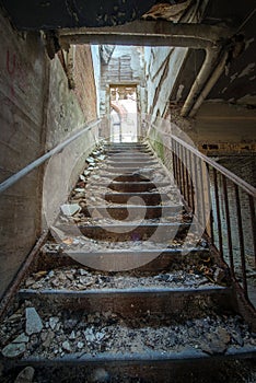 Stairs in an abandoned insane asylum