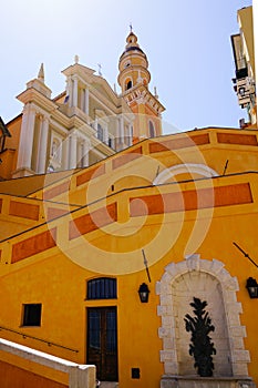 Stairs access Basilica of Saint Michael Archange in Menton city France