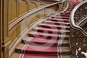 Stairs with carpet strip