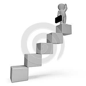 Stairs Character Indicates Business Person And Achieve 3d Rendering