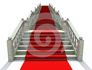 Stairs covered with red carpet