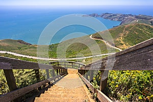 Stairs descending from the top of Hawk Hill; Marin Headlands photo