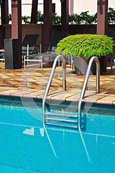 Stairs of the empty swimming pool