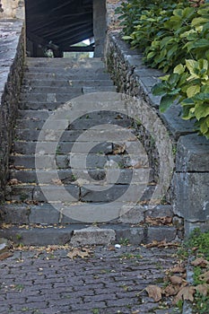 stairs of an entrance to an ancient church