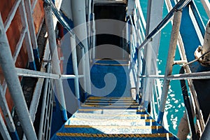 Stairs on the ferry deck of a boat