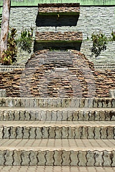 Stairs and flower box made out of bricks