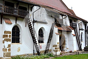 Stairs in the fortified church in Harman Honigburg