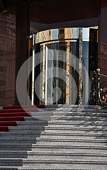 Stairs in front of the hotel