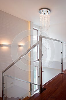 Stairs with glass rails