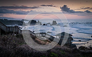 Stairs going down to the beach in Bandon, Oregon