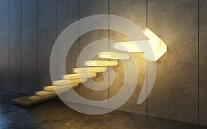 Stairs going  upward, 3d render