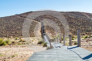 Stairs on the hill in Makhtesh Ramon, Negev desert, Israel