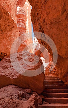 Stairs between the hoodooes in Bryce Canyon