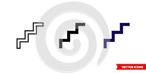 Stairs icon of 3 types color, black and white, outline. Isolated vector sign symbol