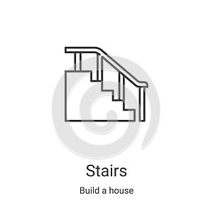 stairs icon vector from build a house collection. Thin line stairs outline icon vector illustration. Linear symbol for use on web