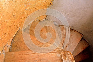 Stairs inside fortified medieval saxon evangelic church in Veseud, Zied, Transilvania, Romania