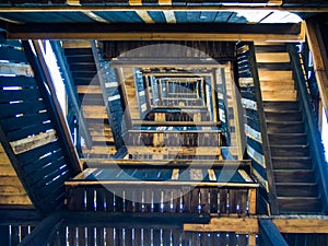 Stairs inside the Goethe Tower, Goetheturm, in Frankfurt, Ge