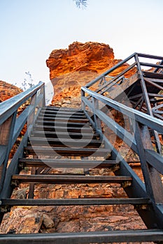 Stairs in Kings Canyon connecting walking trails, Red Center, Australia