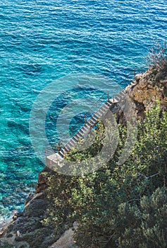 Scala capo di giù sul laguna un turchese il mare acqua 