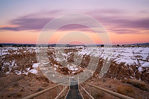 Stairs leading down towards Cathedral Gorge