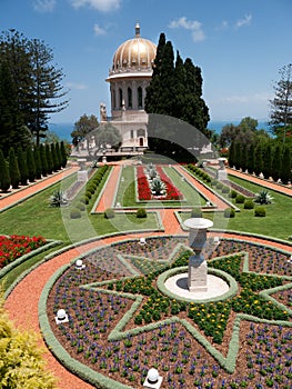 Stairs leading to Bahai temple