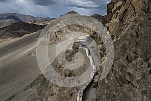 Stairs leading to chortens in thiksey monastery