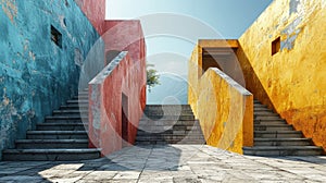 Stairs Leading to a Colorful Building