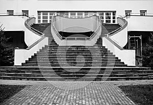 Stairs leading to the entrance on a new building in Romania