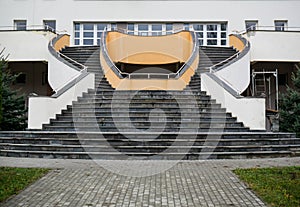 Stairs leading to the entrance on a new building in Romania