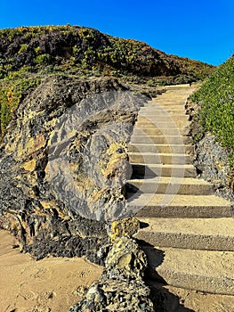 Stairs leading to Whalers Cove Beach in California