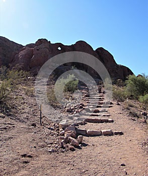 Stairs leading up the Hole-In-The-Rock trail in Arizona