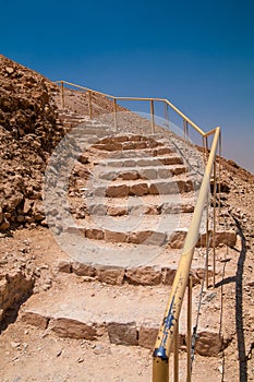 Stairs leading up the snake path at Masada