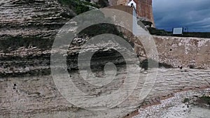 Stairs in a limestone rock in the town of Bonifacio on the island of Corsica