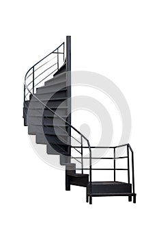 The stairs are made of black painted steel on white background.