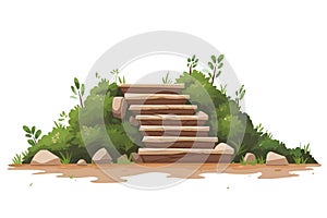 stairs made of dirt in natural landskape vegetation isolated vector style illustration