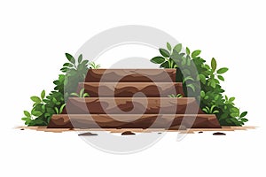 stairs made of dirt in natural landskape vegetation isolated vector style illustration