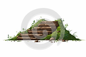 stairs made of dirt in natural landskape vegetation isolated vector style illustration