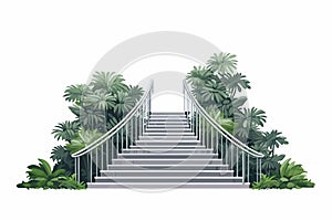 stairs made of metal in natural landskape vegetation isolated vector style illustration