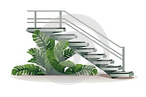 stairs made of metal in natural landskape vegetation isolated vector style illustration