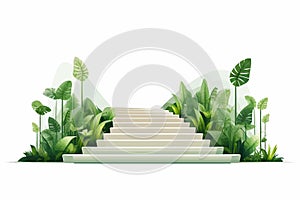 stairs made of plastic in natural landskape isolated vector style illustration
