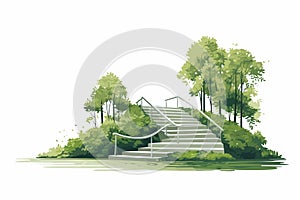 stairs made of plastic in natural landskape isolated vector style illustration