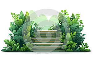 stairs made of plastic in natural landskape isolated vector style illustration