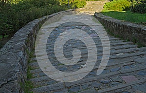 Stairs made of stone blocks going down