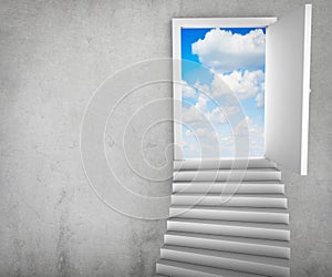 Stairs and magic doors leading to a cloudscape