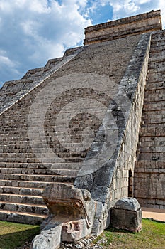 Stairs of a Mayan pyramid of Kukulcan El Castillo in Chichen Itza